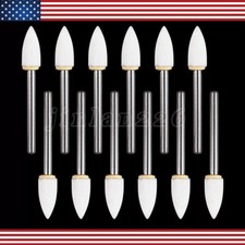 12 Pcs Dental White Polishing Stones Flame Cone Shape FG Burs Arkansas Stone USA
