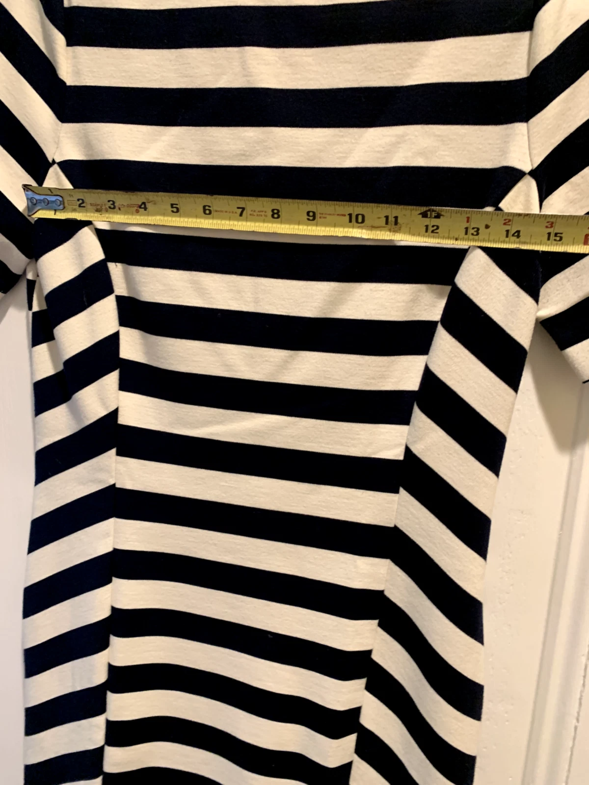 Abito Tory Burch Augusta blu navy panna a righe taglia M preppy carriera lusinghiero