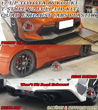 Fits 17-21 Toyota 86 Quad Tip Conversion T-Style V2 Full Lip Kit (ABS Plastic)