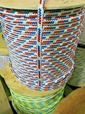 5/16" X 120'Sail,Halyard Line,Jibsheets, double braid rope red White Blue 3600LB