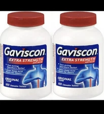 Gaviscon EXTRA Strength ORIGINAL Chewable Antacid Tablets 100ct ( 2 pack )