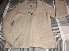 Sarah Spencer Lambs' Wool/Angora Rabbit Cover Cape Sweater Taupe Beige Sz L