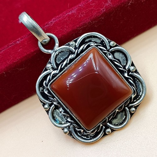 Amezing Carnelian Gemstone 925 Sterling Silver Plated Design Pendant Jewelry