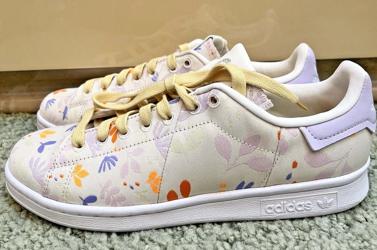 adidas Originals Stan Smith Floral Canvas Trainers in White