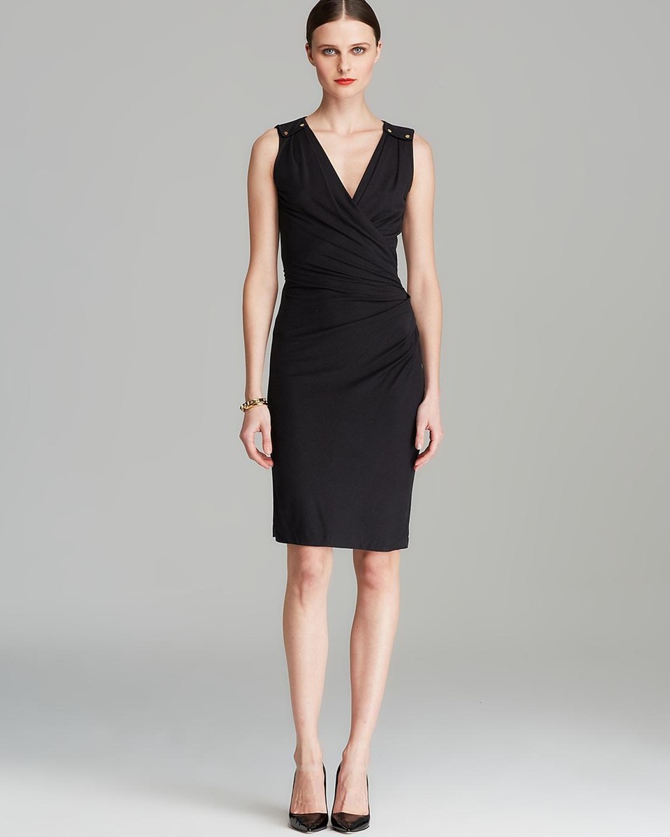 Rachel Roy Epaulette Black Jersey Body-Con Sexy Cocktail Dress NWT $298