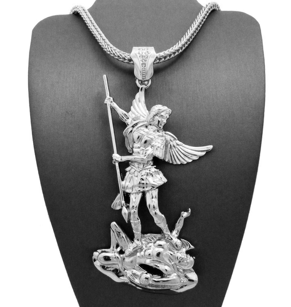 Hip Hop Saint Michael Archangel Lucifer Peace Pendant & Franco