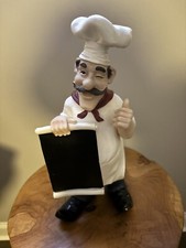 Chef Statue Holding A List Figurine 14.5"H Chalkboard Tabletop Resin D40