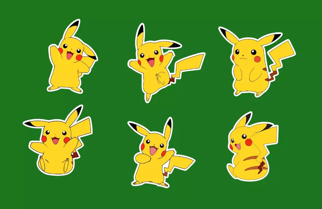 Pokemon Pikachu Stickers 6 High Quality Photo Vinyl easy peel
