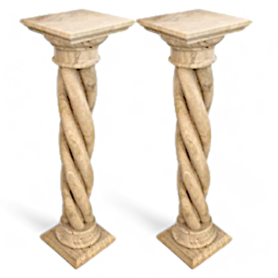 Pair Of Twisted Column Travertine Classic Column Italian H 100Cm | eBay