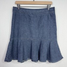 Ralph Lauren Skirt Womens 6 Blue Denim Ruffle Flounce 90s Y2K VTG Boho Western
