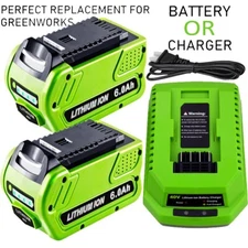 1/2PACK 40V 6.0Ah Battery/Charger Compatible with GreenWorks 29472 29462 2901319