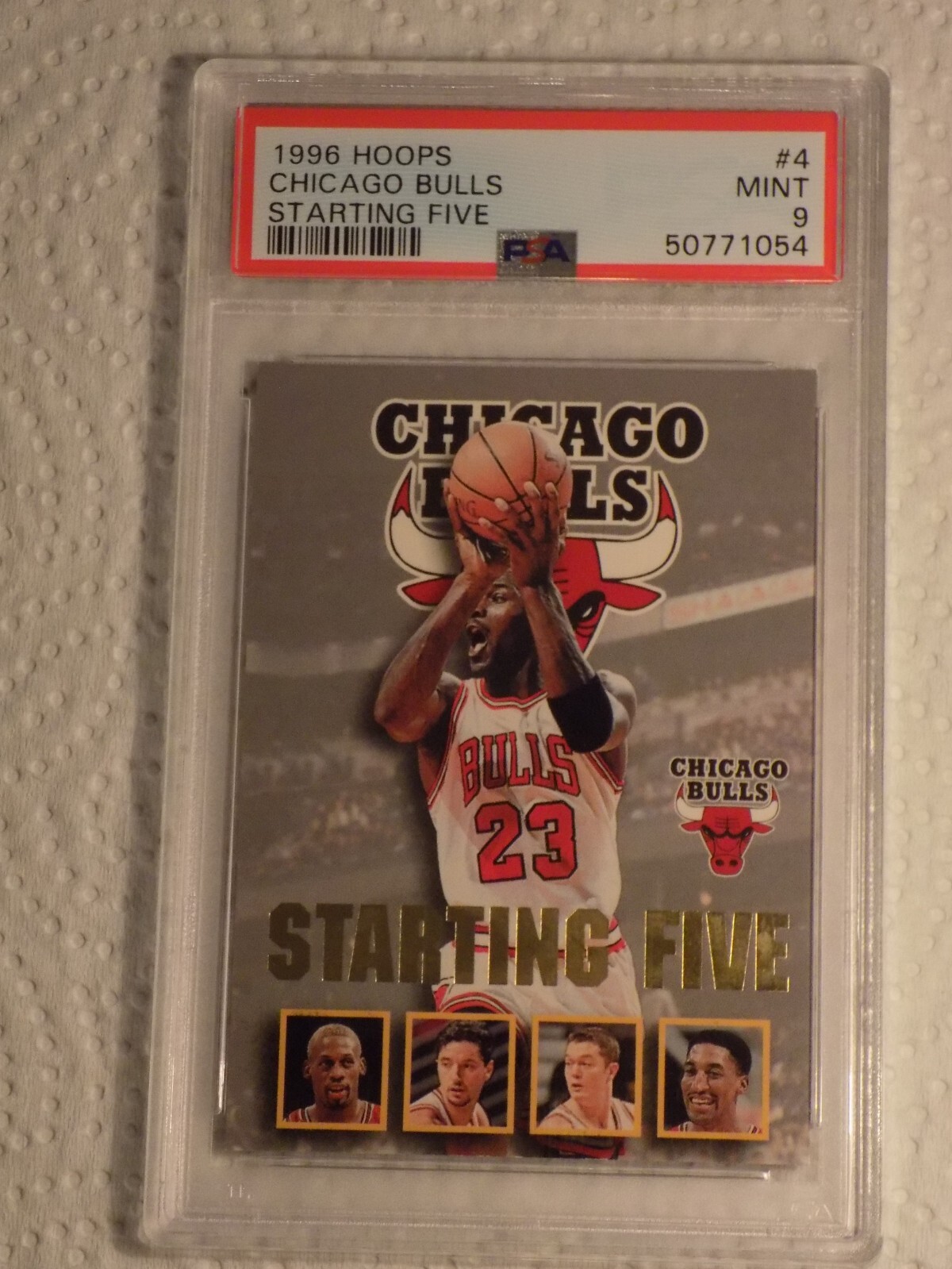 Michael Jordan PSA 9 Mint 1996 Hoops Chicago Bulls Starting Five #4 (Pop. 46)