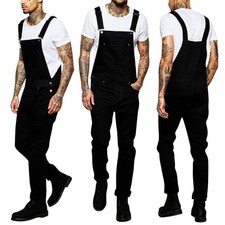 Men Denim Casual Loose Overalls Jeans Dungarees Bib Pants Male Jumpsuit Trousers