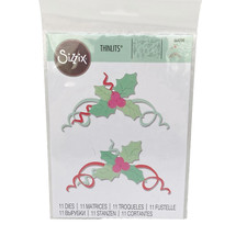 Sizzix Thinlits BOUGHS OF HOLLY Cutting Dies Christmas Holiday Festive 664700