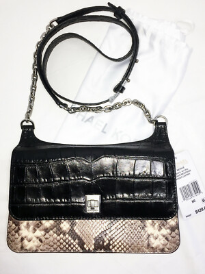 Michael Kors Natalie Python Embossed Leather Chain Messenger Bag MSRP $428