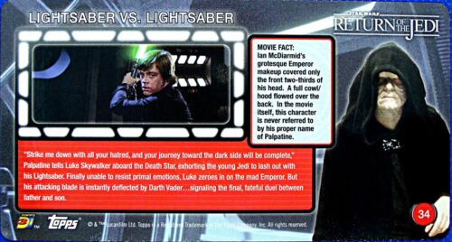 STAR WARS, RETURN OF THE JEDI, TOPPS 2014 WIDEVISION 3D, CARD # 34, LIGHTSABER - Picture 2 of 2