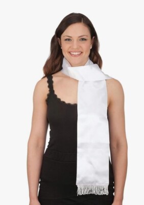 Aviator Scarf White Satin Finish Pilot Costume Accessory One Size 