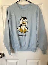 Vintage 80s Worldpro Niagara Falls Canada Penguin Sweatshirt Sz M Stains