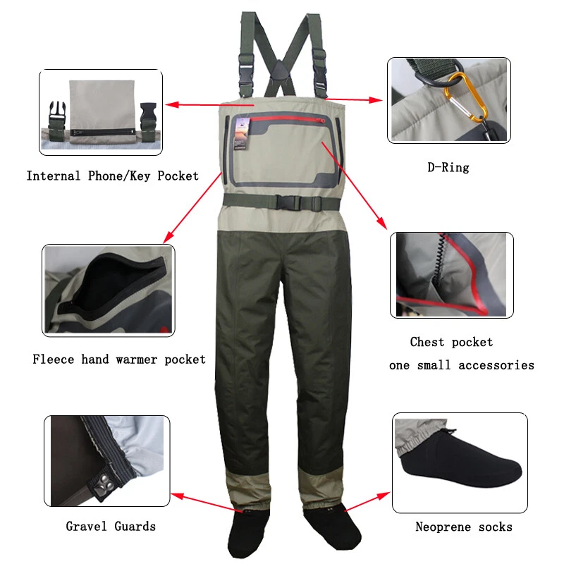Fly Fishing Stocking Foot Chest Waders Affordable Breathable Waterproof Wader - Image 3 of 4