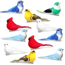 12 Pcs Christmas Artificial Bird Clip on Birds for Christmas Tree Feathered B...