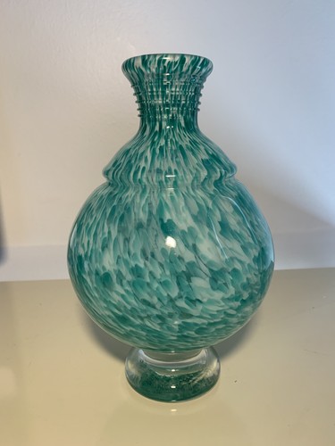 Murano Vetro Esequito Secondo Aqua and White Art - Picture 2 of 9