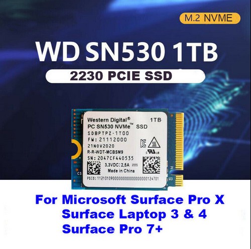 NEW WD PC SN530 M.2 2230 SSD 1TB NVMe PCIe For Microsoft Surface Pro X Pro 7+SSD - 第 7/9 張圖片
