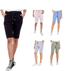 Ladies Italian Stretch Shorts Women's Plain Magic Comfy Lagenlook Hot Pants 8-22