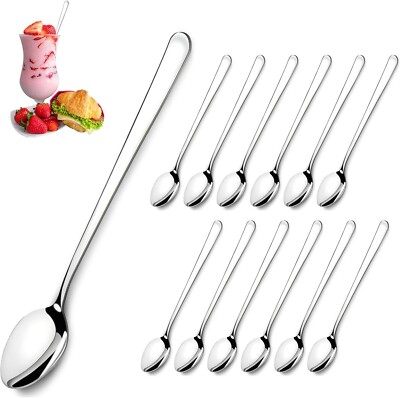 1-10x Teelöffel langer Griff Teelöffel Kaffee Eis Besteck Edelstahl