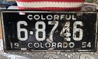 Colorful Colorado 1954 Black License Plate — photo 1
