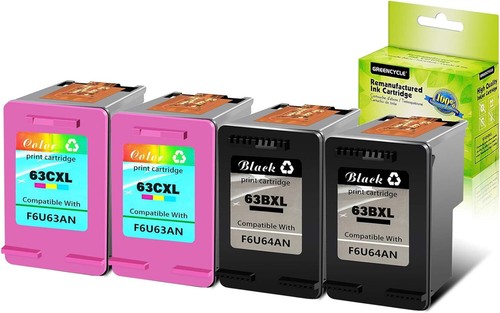 greencycle 63 63XL Black Colour Ink Cartridge Compatible for Deskjet 2130 2132