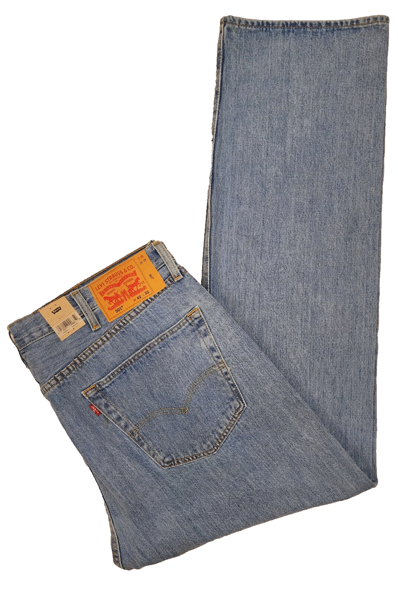 Levis 501 Original Mens Jeans 42X32 Light Blue W42L32 #0134 Button