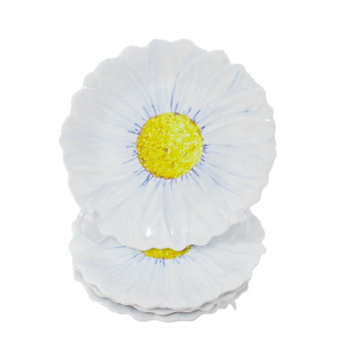 Daisy Flower Melamine Dessert Plates 4pc Set appetizer bread side dish 6''