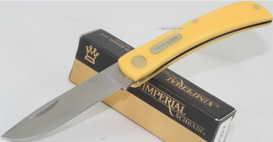 Imperial Schrade старый таймер гладкий желтый Delrin дерна Buster карманный нож Jr IMP22 - Изображение 2 из 4