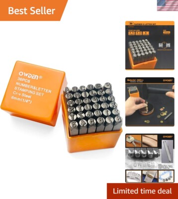 Professional 36Pcs. Steel Metal Stamp Set,1/4  6mm,Steel Number and Letter Pu...
