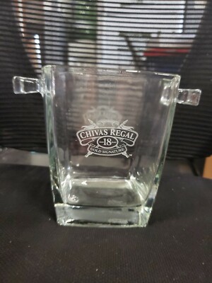 Chivas Regal 18 Year Old Whiskey Gold Signature Champagne Glass Ice Bucket-EUC!