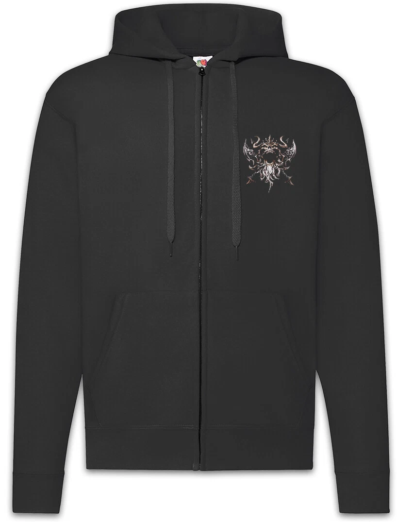 Viking Skull V Zipper Hoodie Runes Valhall Valhalla Odin Thor Norse Vikings Boat