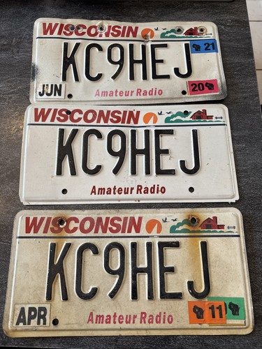 License Plate Wisconsin 2021 (Ham) Amateur Radio Operator KC9HEJ set Of 3 BINT8