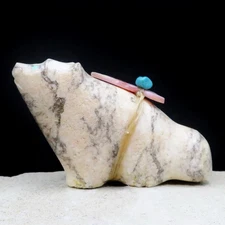 Zuni Fetish-Authentic Native American-Dolomite SINGING COYOTE-Daphne Quam