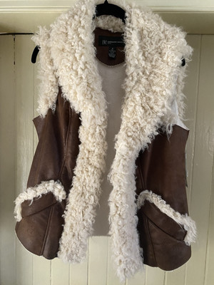 Leather Type Vest With Sherpa Lining With tags INC Brand M