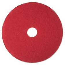 3M 08389 14" Low-Speed Buffer Floor Pads - Red (5/CT) New