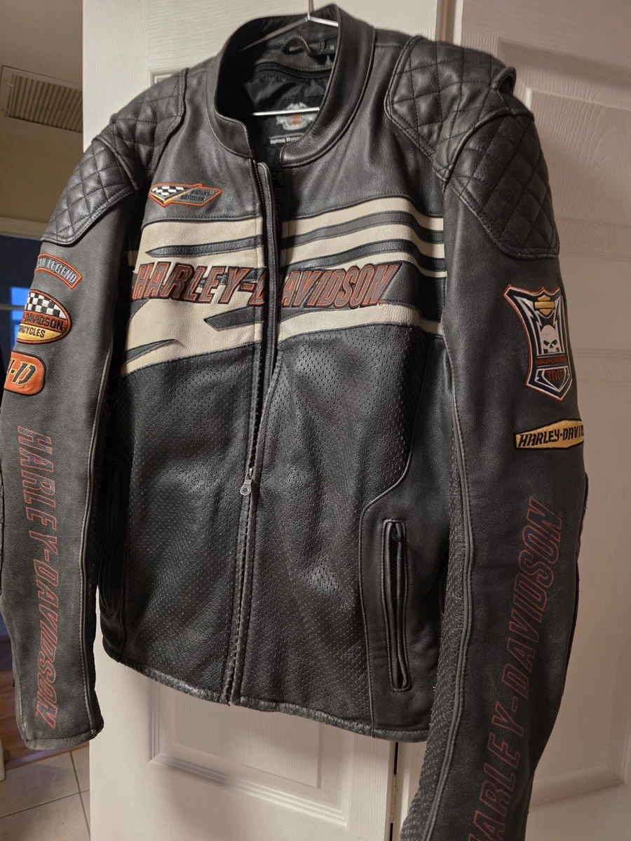 Harley-Davidson ジャケット XL ブラック/ベージュ Harley Davidson Size XL Leather Jacket - Etsy