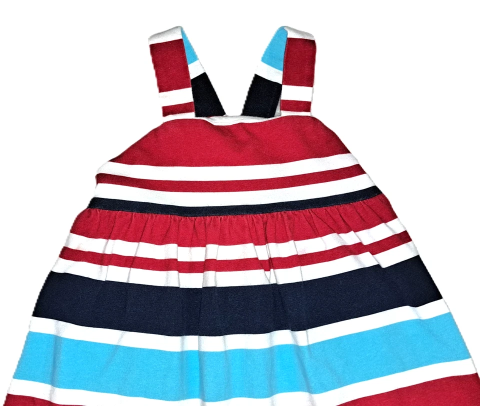 Девочек KELLY'S KIDS красный белый синий платье 4 5 4T хлопок вязаный 4 июля в полоску - Изображение 2 из 4