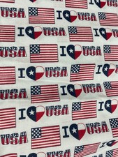 SPRINGS INDUSTRIES Fabric American Spirit I Heart USA Flag Patriotic 3 YARDS