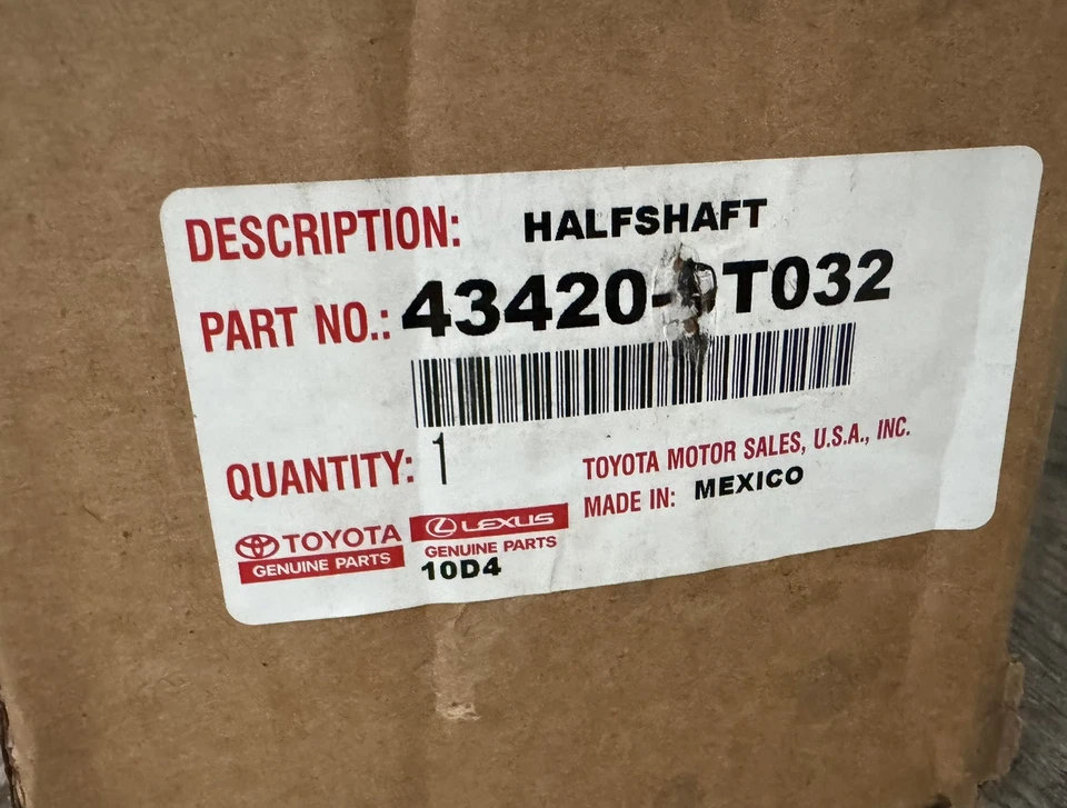 Toyota Highlander 2017 2018 2019 2,7 L L4 OEM juego de ejes CV con tuercas de bloqueo Foto 4 de 4