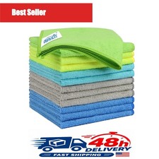 HOMEXCEL Microfiber Cleaning Cloths 12 Pack, Lint Free Absorbent Towels for Car