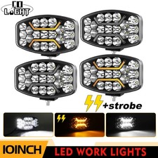4x E9 10" LED Arbeitsscheinwerfer Oval Weiß & Gelb DRL Spot Zusatzlampe LKW SUV