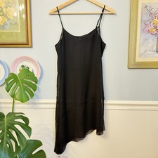 Eileen Fisher 100 Silk Slip Dress Size XS Lagenlook Asymmetric Hem Fairy Sheer