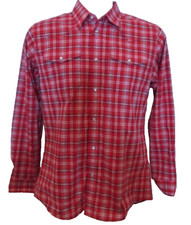Wrangler Boy's Red and White Plaid Western Pearl Snap Shirt XL