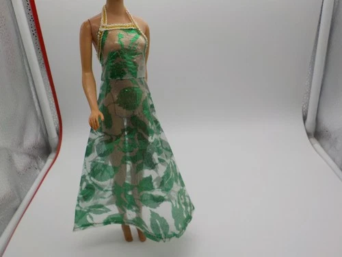Montgomery Ward Barbie Maddie Mod Fashion Green Floral Dress~Disco Beach Wear