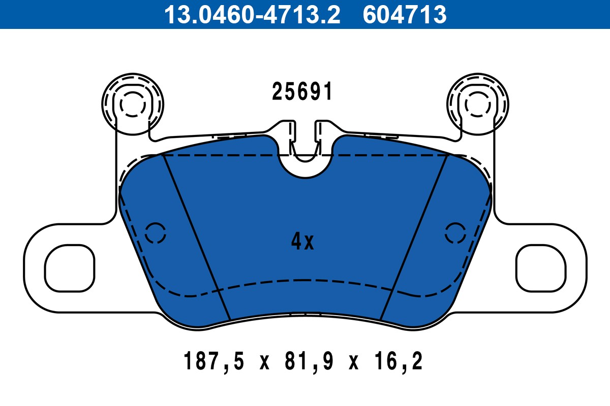 Rear ATE 13.0460-4713.2 Brake Pad Set, disc brake for PORSCHE